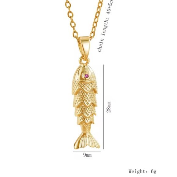 Gold Fish Pendant Necklace - Picture 6 of 10
